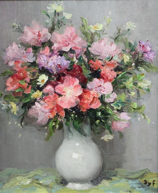 § Marcel Dyf (1899-1985) Godetias, 21 x 17.5in.